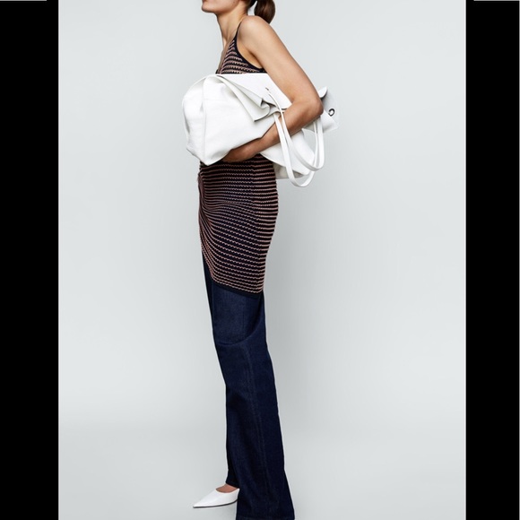 NEW ZARA TUNIC WITH WAVY TWO TONE STRIPE  KNIT TOP SIZE LARGE - Picture 7 of 12